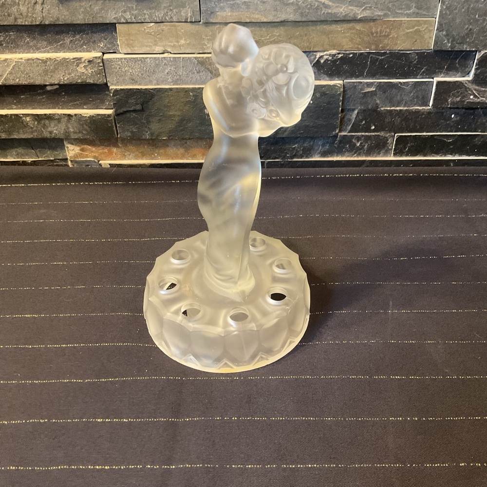 Elegant Frosted Glass Flower Frog